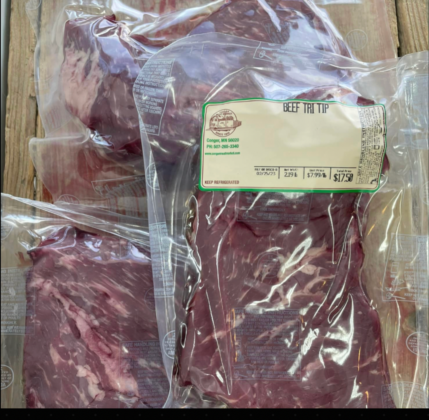 2 LB USDA Choice Beef Tri Tip Steak from Conger Meat Market | Farm to Fork | Locally Raised | Conger, MN